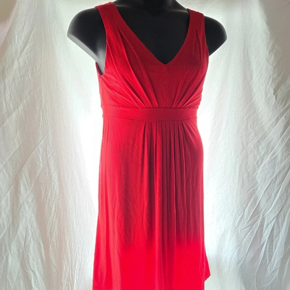 Red Pleated Comfort Dress EUC - Picture 3 of 7